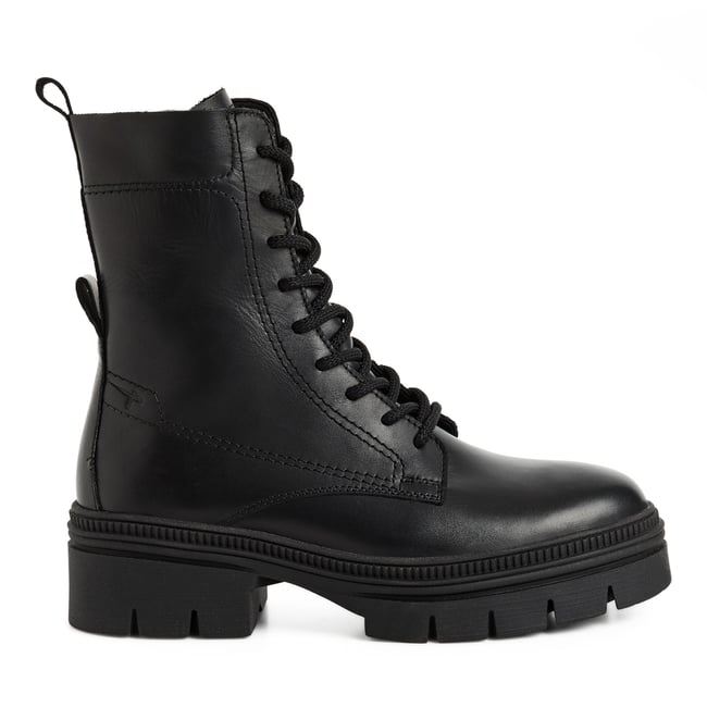 Bottine en cuir noir cuir <span itemprop=