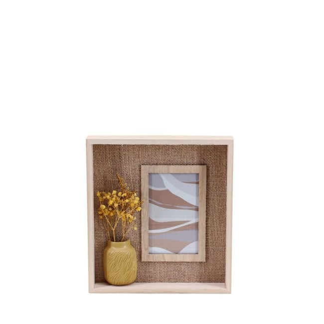 Cadre photo avec fleurs sécheés 24x22cm Couleur naturel <span itemprop=