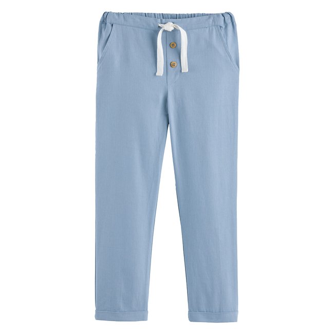 Pantalon droit en sergé multicolore <span itemprop=