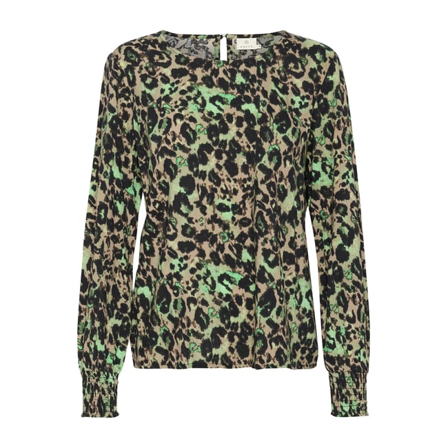 Blouse with long sleeve marron/vert leo animalier <span itemprop=