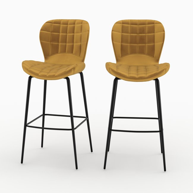 Lot de 2 chaises de bar en velours - MAZZIA - RENDEZ-VOUS DÉCO