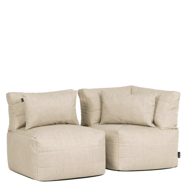 Pouf canapé de jardin modulable en tissu tissé d'intérieur et d'extérieur Oeko-Tex® - NOA beige <span itemprop=