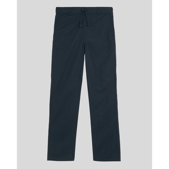 Pantalon en lin bleu foncé marine <span itemprop=