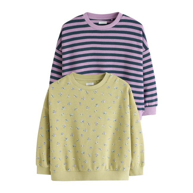 Sweat côtelé confortable, lot de 2 vert/violet <span itemprop=