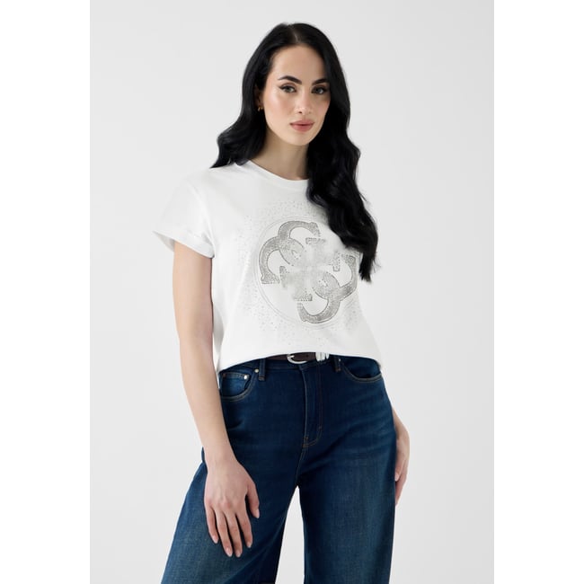 T-Shirt Avec Logo En Strass blanc <span itemprop=