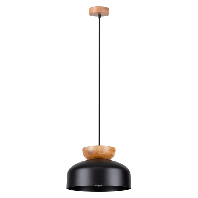 Suspension Bois Noir/Bois Naturel E27 1 Marion Couleur noir <span itemprop=