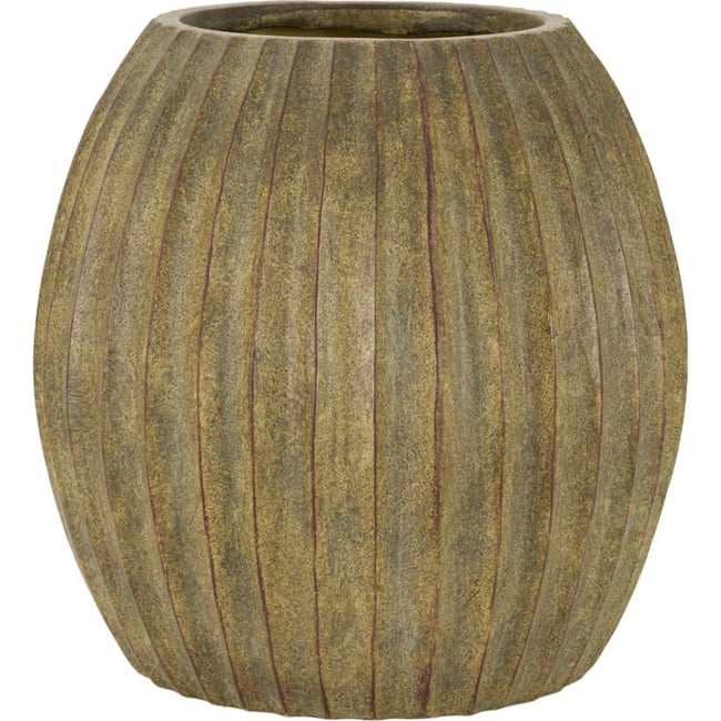 Vase rond strié fini patiné MODERN Couleur vert patiné <span itemprop=