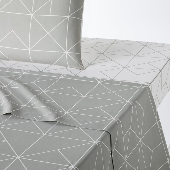 Drap plat pur coton, Vidmey gris <span itemprop=