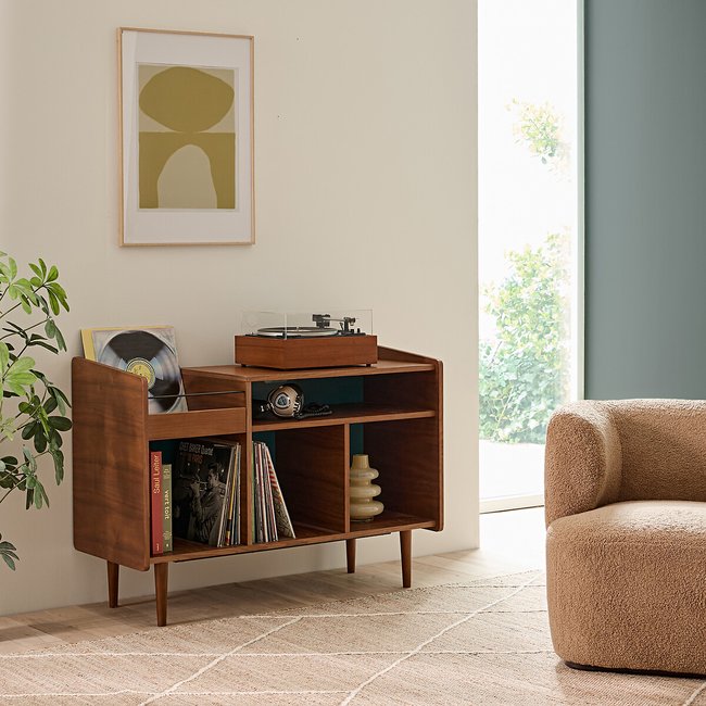 Ronda vintage vinyl storage walnut La Redoute Interieurs Ronda vintage vinyl storage walnut La Redoute Interieurs