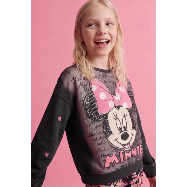 sweatshirt minnie mouse coton disney™ gris <span itemprop=