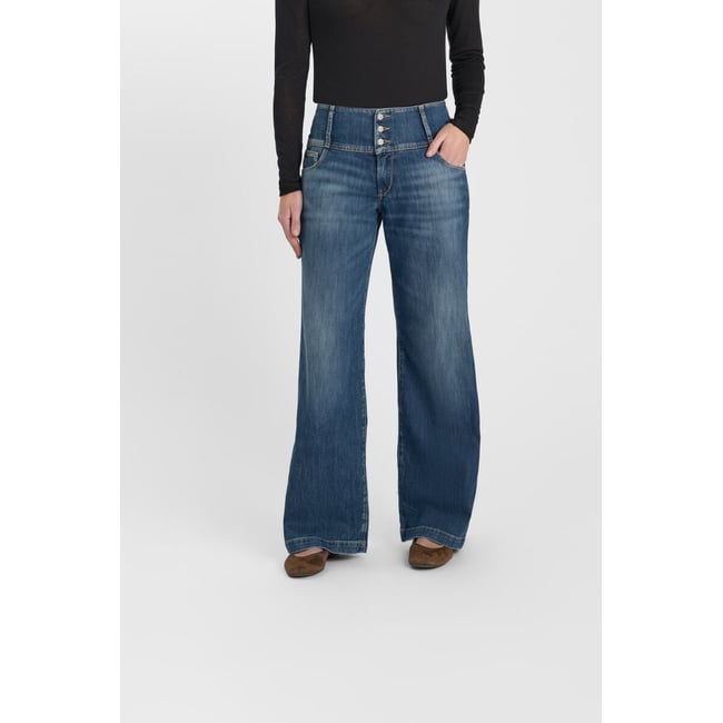 Jeans loose, large wide leg , longueur 34 blue <span itemprop=