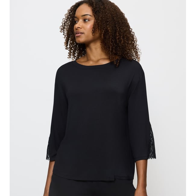 Haut de pyjama en modal Aura Spotlight noir <span itemprop=