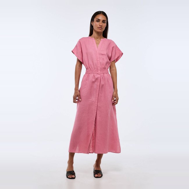 Robe midi unie en lin - MONOPRIX