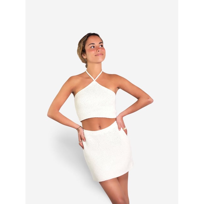 Minijupe à imprimé fleuri SET SUN BEATS blanco <span itemprop=
