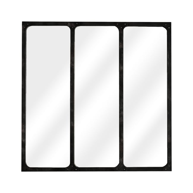 Miroir carré 3 bandes métal rouillé 70x70cm - EMDE