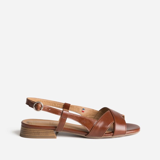 Sandale Plate en cuir LIBUA chocolat <span itemprop=