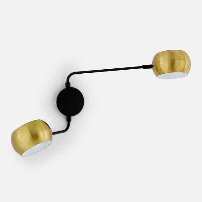 Wandleuchte Elori, zweiflammig, Eisen schwarz/messing schwarz/messingfarben <span itemprop=