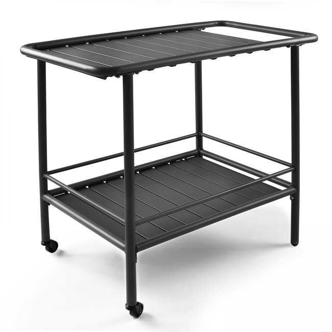 Desserte de jardin à roulette en acier thermolaqué, PALAVAS gris anthracite <span itemprop=