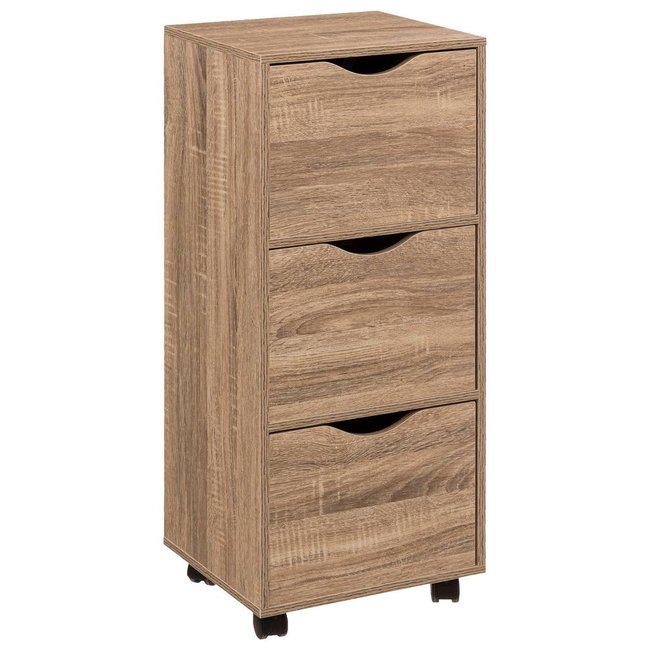 Tour 3 portes à roulettes effet bois Couleur beige <span itemprop=