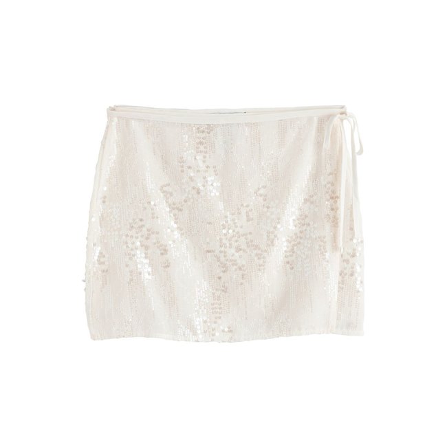 Paréo court paillettes ivoire <span itemprop=