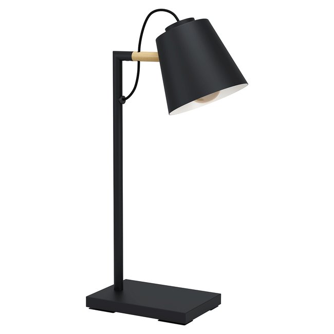 Lampe de bureau métal   LACEY Couleur noir/bois <span itemprop=
