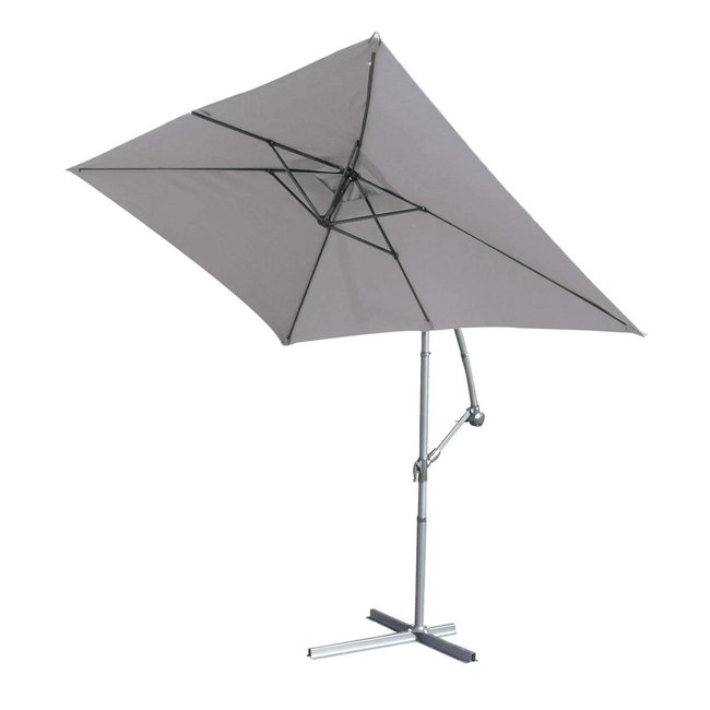 Parasol Structure Métal à Pied Déporté 3 x 2 m perle <span itemprop=