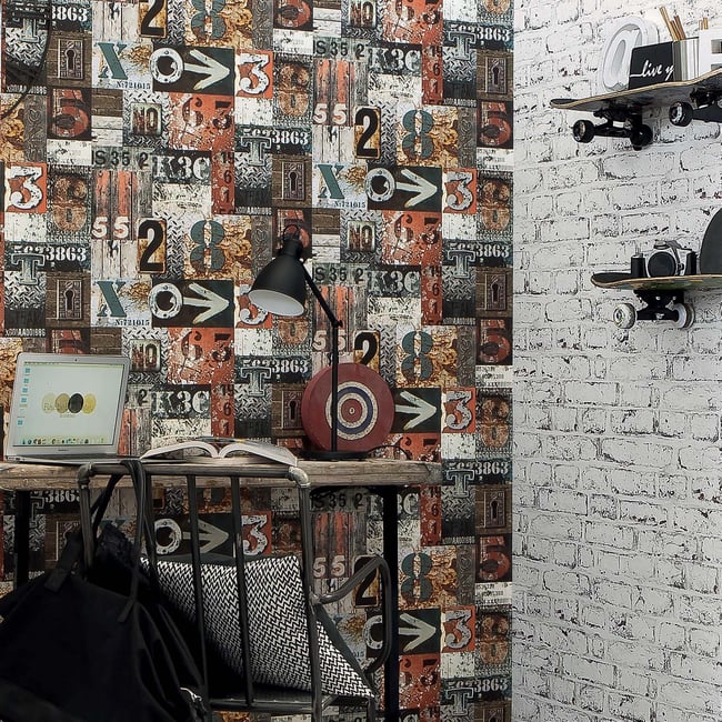 Papier peint à lettrages Couleur rouge <span itemprop=