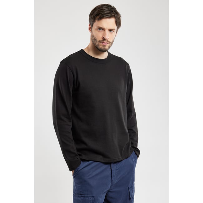 T-shirt manches longues en coton épais noir <span itemprop=