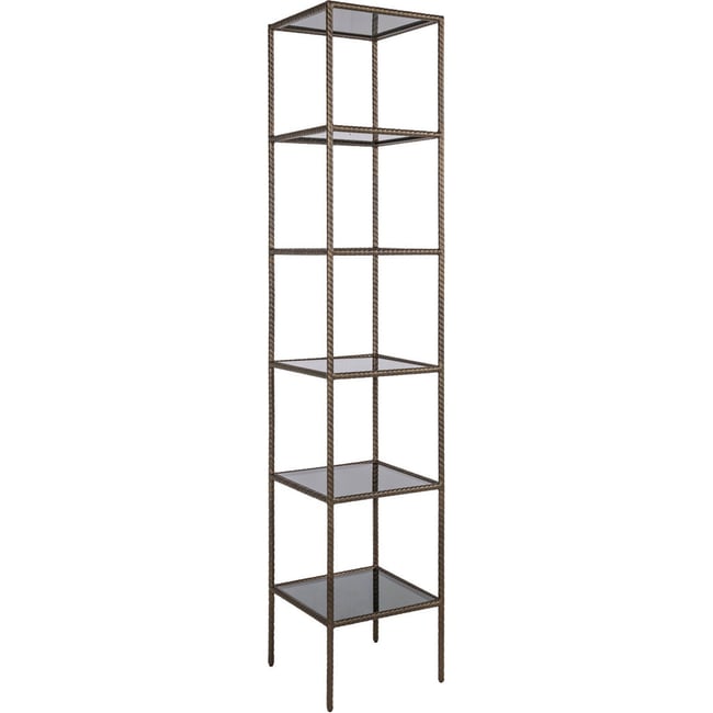 Vitrine en fer et verre Couleur doré et verre fumé <span itemprop=