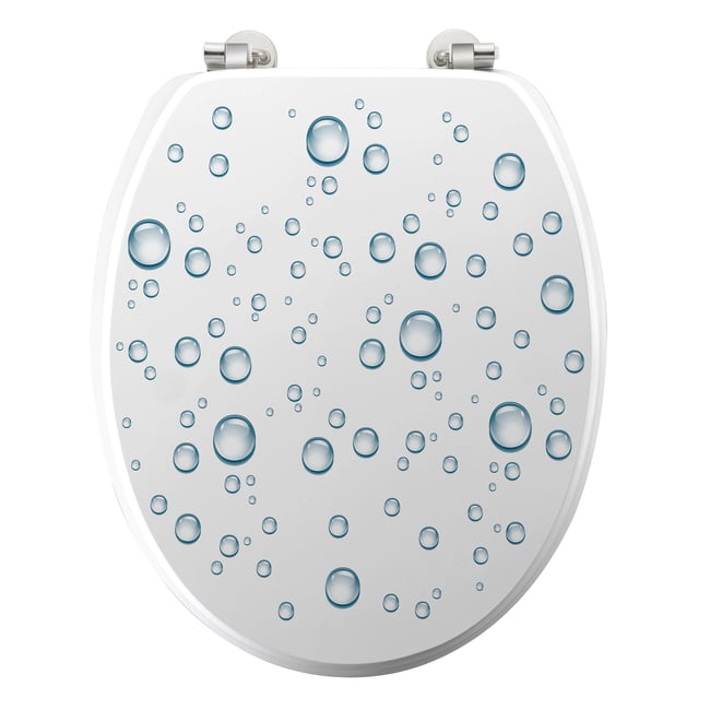 Abattant WC Bulles d'Eau MDF avec charnières métal 46 x 37 cm Couleur bleu <span itemprop=