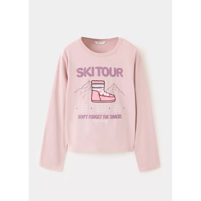 T-shirt coton détail imprimé rose <span itemprop=