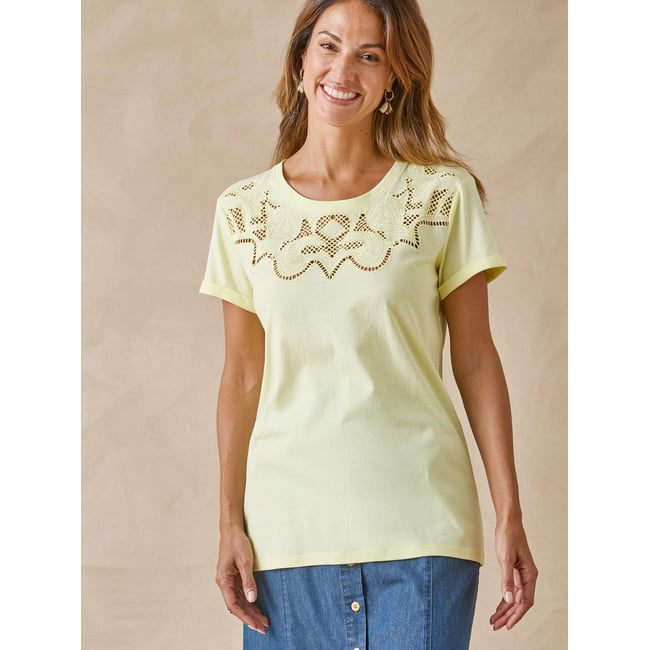 Tee-shirt fantaisie brodé et ajouré - DAXON