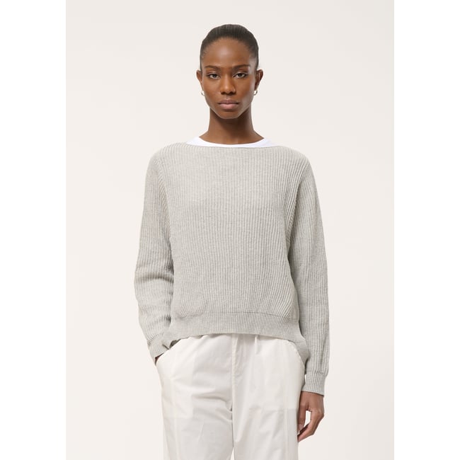 Pull loose en maille gris chine <span itemprop=