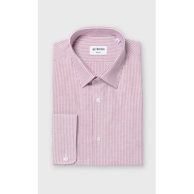 Chemise Slim fit à rayures en Oxford brique brique <span itemprop=