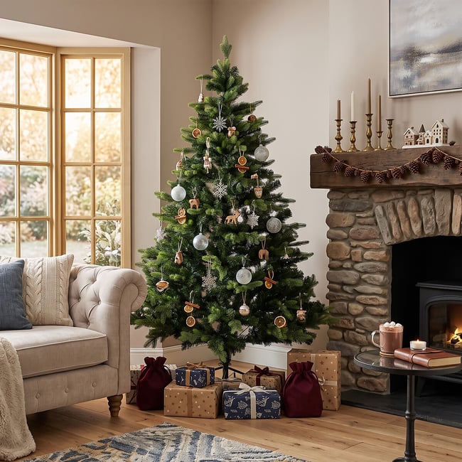 6ft Mixed Tip Wide Base Realistic Christmas Tree, green, SO'HOME