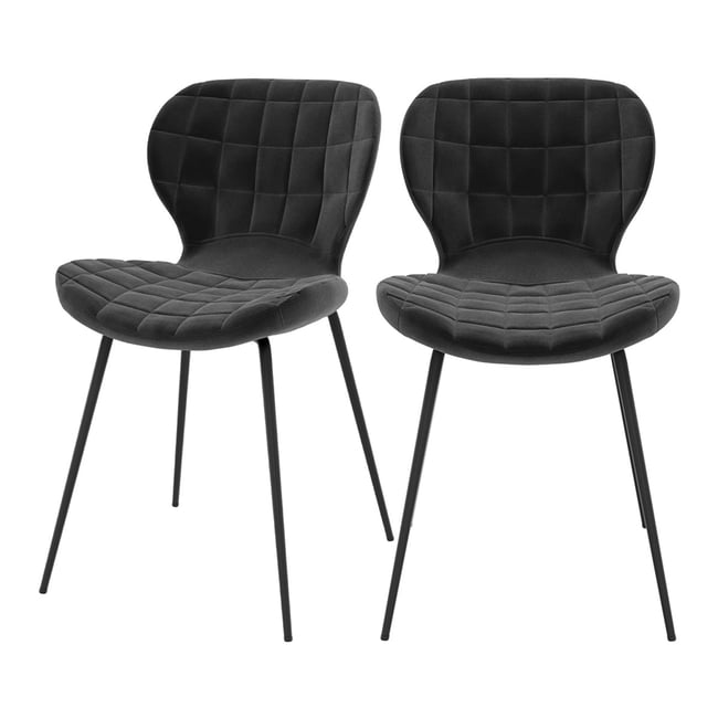 Lot de 2 chaises en velours - MAZZIA Couleur noir <span itemprop=