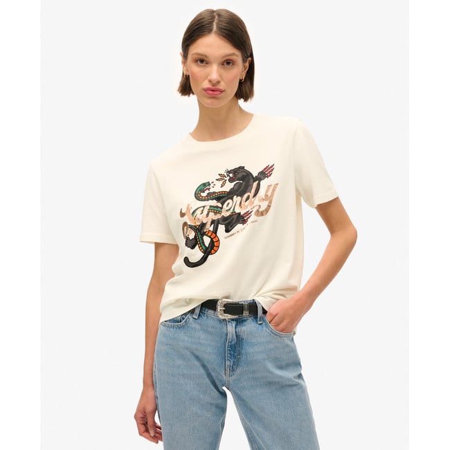T-shirt décontracté Tattoo Script blanc hivernal <span itemprop=