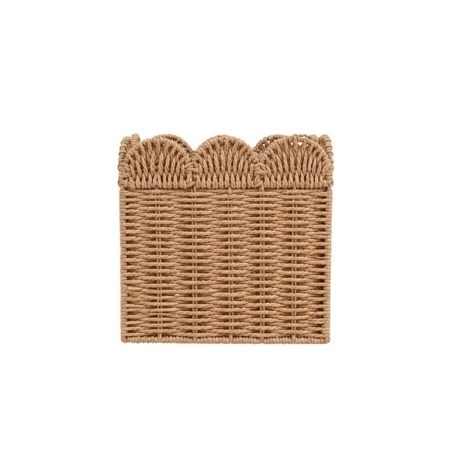 Panier carré en corde de papier festonné 25cm Couleur naturel <span itemprop=