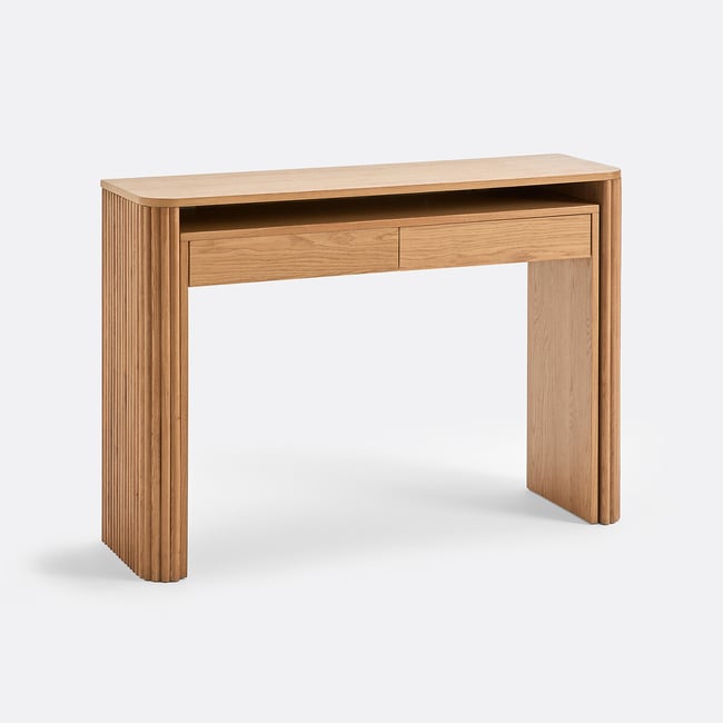 Bureau gigogne en chêne massif et plaqué, TINDY Couleur chêne <span itemprop=
