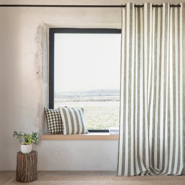 Rideau 100% coton larges rayures LOURMARIN - QABANE - HOME MAISON