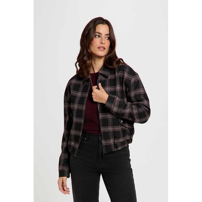 Blouson à carreaux noir <span itemprop=