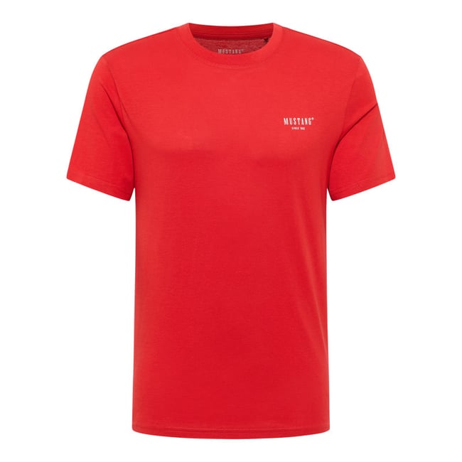T-shirt en coton rouge uni avec un col rond et des manches courtes rouge <span itemprop=
