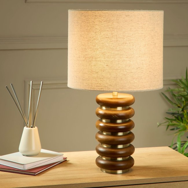 Vittoria Wood & Brass Table Lamp, walnut, SO'HOME