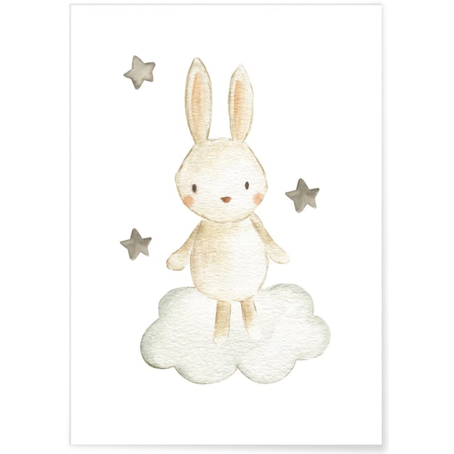 Affiche Lapin Nuage Couleur blanc <span itemprop=