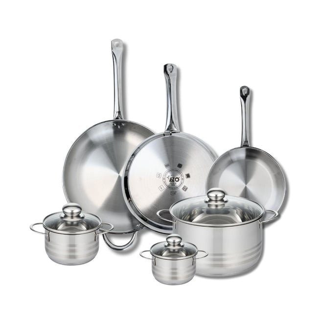 3 poêles 24/28/32cm + 3 faitouts 12/14/24cm PROFI BRILLANT gris <span itemprop=
