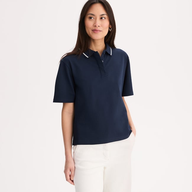 Polo met korte mouwen in katoenpiqué <span itemprop=