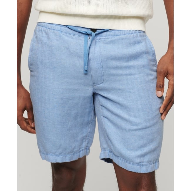 Short en lin avec cordon de serrage bleu/optic <span itemprop=