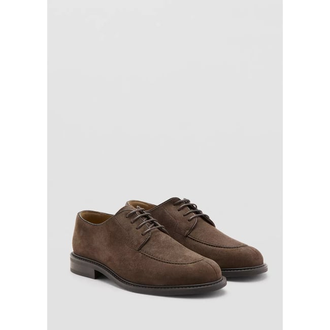 Chaussures costume cuir suède marron moyen <span itemprop=
