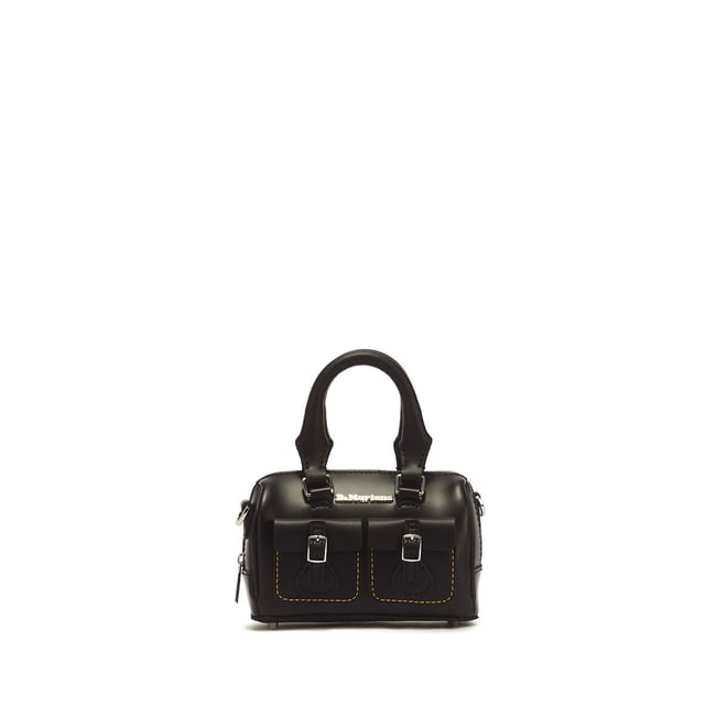 Mini-Handtasche aus Leder mit Henkeln schwarz <span itemprop=