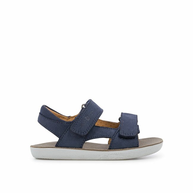 Sandales cuir Goa Boy Scratch bleu marine <span itemprop=